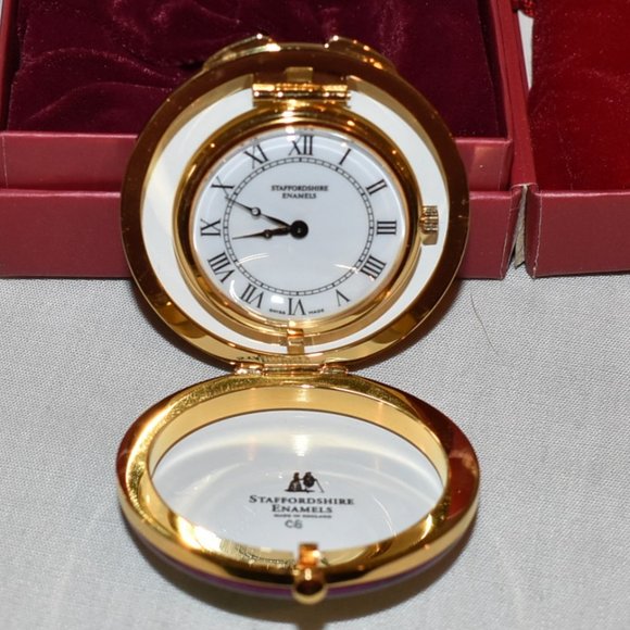 Staffordshire Enamels Par For The Course Travel Alarm Handpainted - Picture 3 of 5